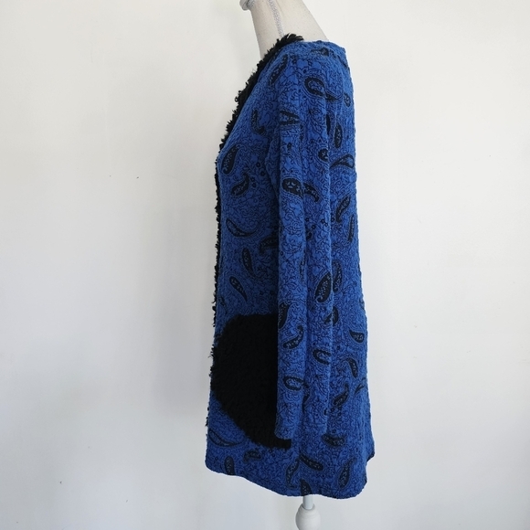 Zaza Couture Blue Paisley Fuzzy Shift Dress - Picture 4 of 9